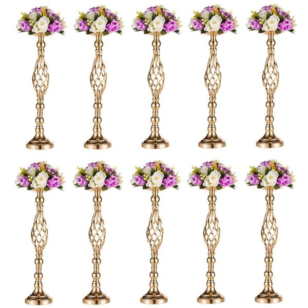 H60cm/70cm/80cm/90cm/100cm/110cm) Portavelas de metal dorado de lujo, soporte de flores, candelabro alto decorativo para centros de mesa de boda imake863