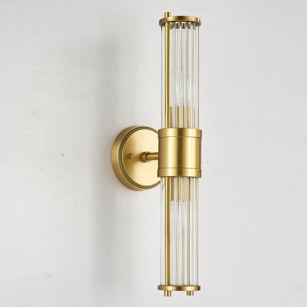 H65 Brass Gold Wall Lampe Mince pour salle de bain Morden Mur Éclairage sur miroir Vanity Lights Fixture avec une teinte en verre E14