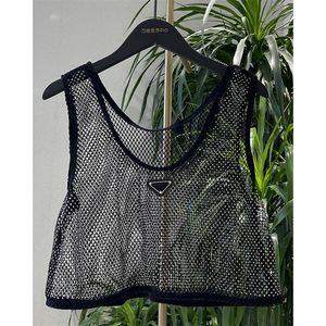 H80S90 Aankomst Women Crystal Amazing Breng diamanten tanktops sexy mouwloze t-shirt casual korte crop top 220427