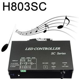 Envío gratuito H803SC 2560 píxeles Tarjeta SD Controlador LED RGB DMX512 WS2812 Entrada de cable de audio de micrófono Controlador de música LED programable