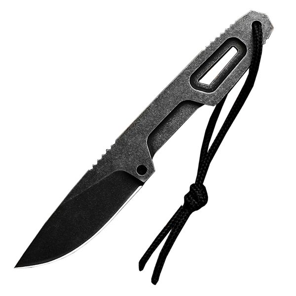 H8221 Cuchillo recto de supervivencia al aire libre N690 Hoja de lavado de piedra blanca / negra Mango de acero de espiga completo Cuchillos tácticos para acampar con Kydex