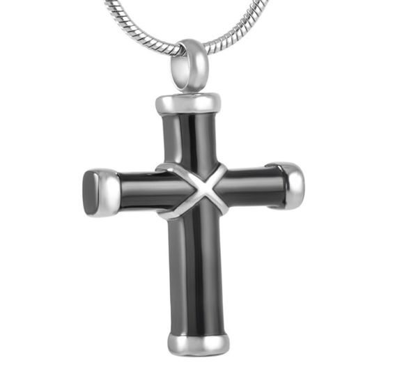 H8350 Classic Black en acier inoxydable Crémation des bijoux pendentifs enveloppés de croix pour cendres pas cher 6093286