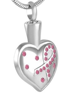 H8560 nouveaux bijoux de crémation en acier inoxydable couleur rose ruban de cristal pendentif urne collier cadeau pour Mother8139207