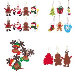 H8CM Kerstboom Hanger Wol Vilt Kleine Ornamenten Hangers Decoratie Voor Kous Sneeuwman Rendier Santa Claus HH21-725