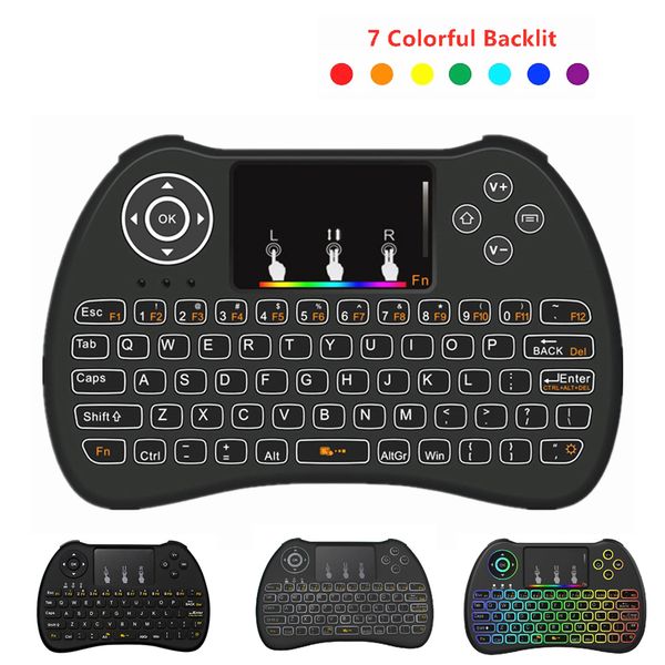 H9 Mini clavier rétro-éclairé 2,4 GHz claviers de jeu sans fil pavé tactile rétro-éclairé avec souris à pavé tactile pour TV Box/tablette PC Android