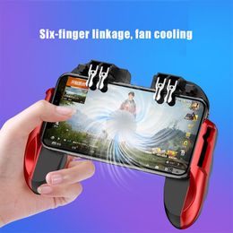 H9 Six Finger PUBG Game Controller Gamepad Trigger Shooting Free Fire Cooling Fan Gamepad Joystick para teléfono móvil Android