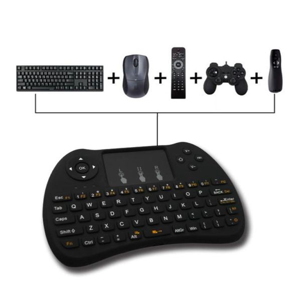 Mini clavier sans fil H9, avec rétroéclairage, télécommande, pavé tactile, DPI Fly Air Mouse, 24GHz, jeu, 70 touches, 2083073