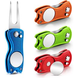 H9241 Opvouwbare Golfs Divot Tool Magnetische Golf Button Tools Golfbal Marker 10 Kleuren