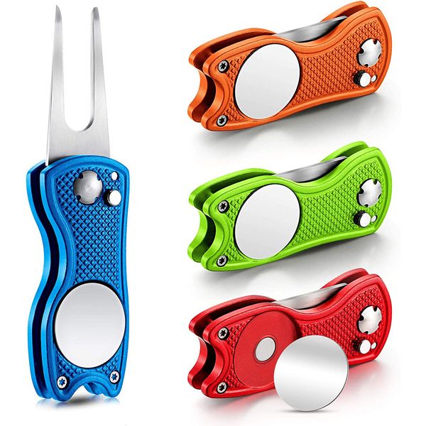 H9241 Golfs plegable Divot Tool Botón de golf magnético Herramientas Marcador de pelota de golf 10 colores