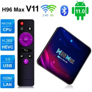 H96 Max V11 Android 11.0 Smart TV Box RK3318 Quad Core 4 Go 64 Go Android11 TVBox 5G Wifi 4K H.265 Lecteur multimédia 2 Go 16 Go 4G32G Décodeurs