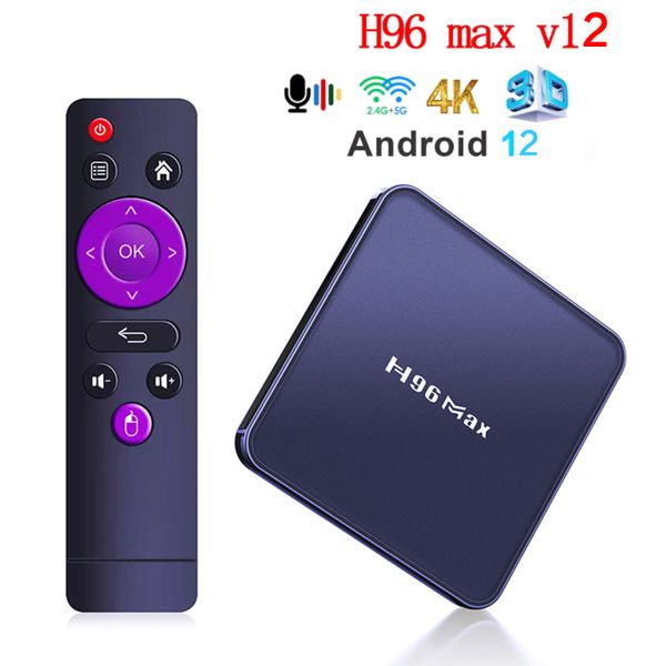 H96 MAX V12 RK3318 Smart TV Box Android 12 4G 64GB 32G 1080P 4K 2.4 5G Wifi BT Lecteur multimédia TVBOX Android12 Set Top Box 2GB16GB