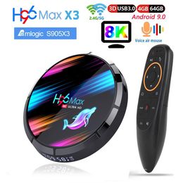 H96 Max X3 TV Box Android 9.0 8K AMLOGIC S905X3 4GB 64 GB Dual WiFi 60fps YouTube Media Player H96Max Set Topbox