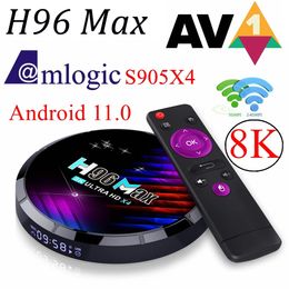 H96 Max X4 Amlogic S905X4 Smart Android TV Box 4K Android11 2g 16gb Bluetooth Wifi asistente de voz de Google Set TopBox