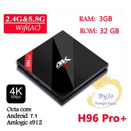 H96 Pro + 3G DDR3 32G Flash 2.4G 5GHz Wifi HD2.0 4K box Amlogic S912 Octa Core BT4.0 smart android tv box Android 7.1