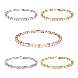 H9ci 2q5f Swarovskis Bracelet Designer Bijoux Qualité Originale Femmes Simple Rangée Pleine Diamant avec Éléments Cristal Simple et Méticuleux