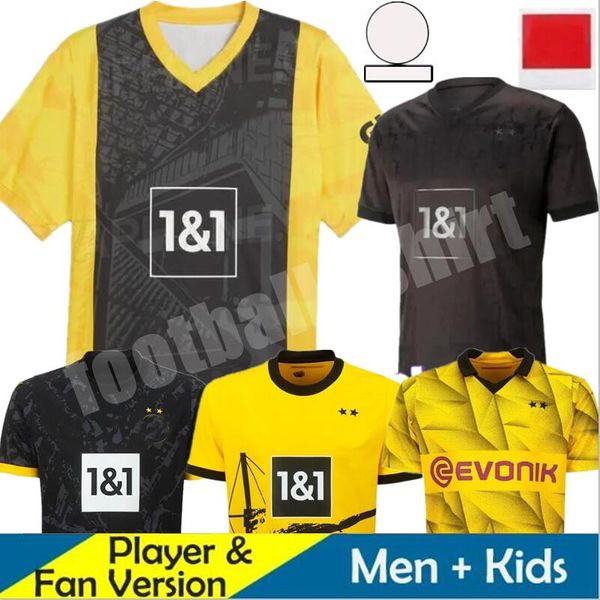 23/24 Reus Reyna Sancho 50th Soccer Jerseys 2023 Cup Version Dortmund Kamara Hummels Adeyemi Brandt Hazard Ryerson Bynoe-Gittens Men Kids Kit de fútbol Uniformes