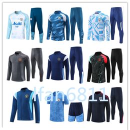 Haaland 23 24 Soccer Tracksuit de Bruyne Mans Cities Grealish Sterling Ferran Mahrez Foden 2023 2024 Men Kids Kit Voetbaltrainingspak Uniformen