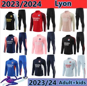 23/24 Lyon voetbal trainingspak Survetement 2023 2024 Lyonnais L.PAQUETA OL AOUAR Voetbal trainingspak Joggingsets kinderen 10/18 volwassen 08