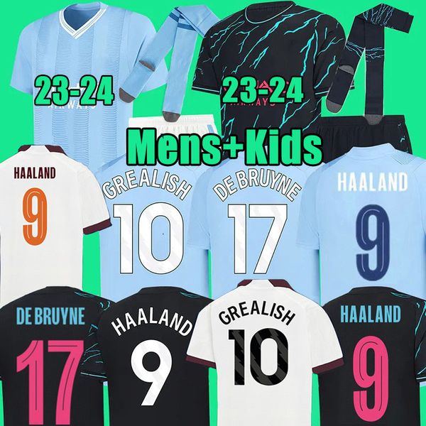 HAALAND Soccer Jerseys MANS CITIES Kits GREALISH BERNARDO MAHREZ Erling 23 24 Jersey DE BRUYNE FODEN RODRIGO Kit Chemise de football pour enfants Chemises
