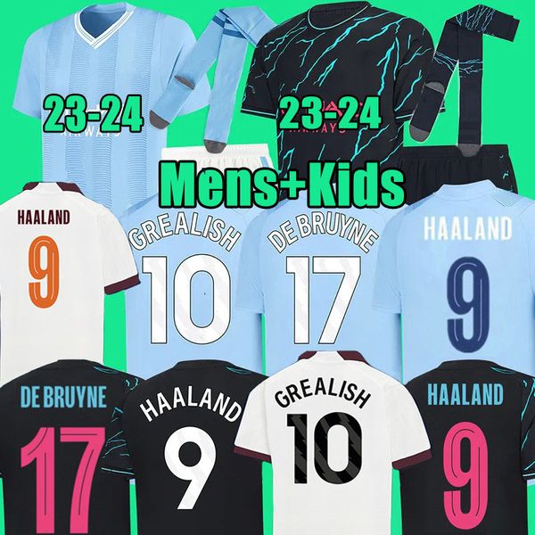 HAALAND Maglie da calcio MANS CITIES Kit GREALISH BERNARDO MAHREZ Erling 23 24 Maglia DE BRUYNE FODEN RODRIGO Kit Maglia da calcio per bambini Camicie