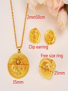 Habesha Peak Jewelry Set N B E Ethiopian Bridal Wedding 14K Yellow Solid Gold Gevulde hanger oorbellen Ring Whole8758314