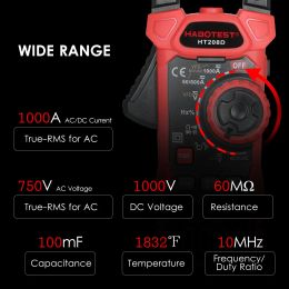 HABOTEST HT208D AC / DC Digital Plamp Meder True-RMS Multimètre Multimètre Anto-Ranging Tester Curve