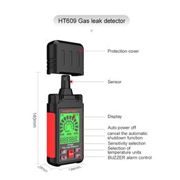 HABOTEST HT60 / HT609 Détecteur de fuite de gaz Détecteur d'alarme d'alarme avec alarme audible et visuelle avec un détecteur de gaz d'affichage LCD