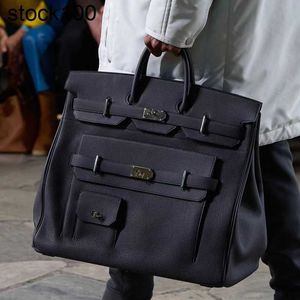 Hac sac à main Top50 grand design Litchi motif sac supplémentaire unisexe voyage bagages capacité poche marée Bk cuir véritable DX52