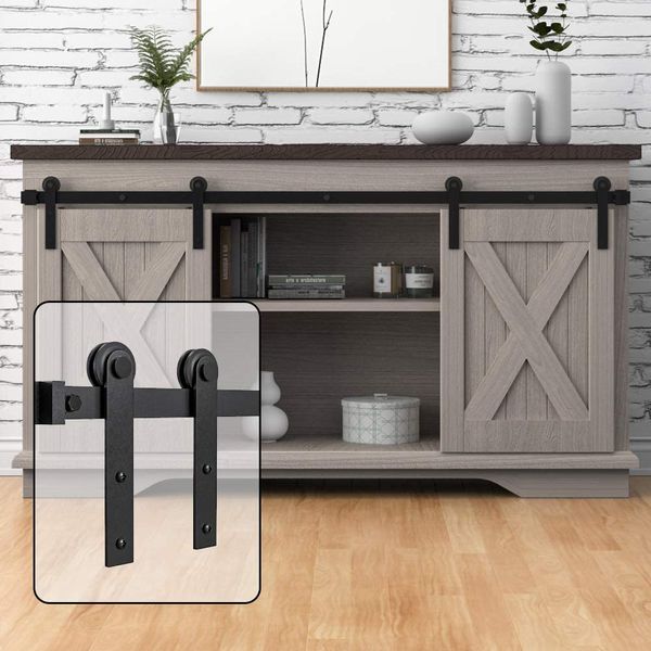 Háccer en forma de hardware de la puerta deslizante en forma de I Gabinetes de hardware Kit para soportes de TV de puerta doble y de una sola sola tobogán muebles de muebles