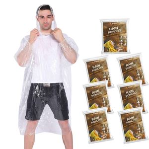 Hagon PRO Poncho jetable pour adulte avec capuche à cordon (lot de 10) Ensemble familial imperméable jetable d'urgence, adapté aux adultes, couleur transparente 54