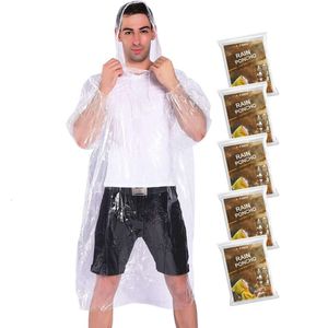 Hagon PRO Poncho jetable pour adulte avec capuche à cordon (lot de 10) Ensemble familial imperméable jetable d'urgence, adapté aux adultes, couleur transparente 35