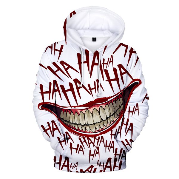 Haha Joker 3d Imprimer Sweat Hoodies Hommes Et Femmes Hip Hop Drôle Automne Streetwear Hoodies Sweat Pour Couples Vêtements SH190701