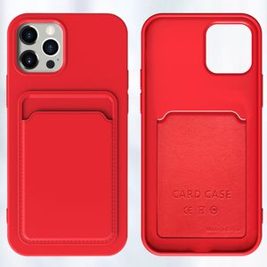Mobiele telefoonhoesjes voor iPhone 14 Pro Max 13 Mini 12 11 XS XR X 8 7 Plus SE Fashion 2 In 1 Liquid Silicone Rubber Soft TPU Shockproof Anti-Shock Cover Sitle Pouch Card Holder