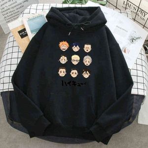 Haikyuu Japonais Anime Print Sweat à capuche Homme Cause Cause Cause Pull à capuche Nouvelle mode de mode Automne Spring Sweatshirts en vrac à capuche H1227