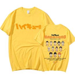 Camisetas con estampado de Club de voleibol de Anime Haikyuu Karasuno, camiseta informal de manga corta de algodón puro para hombre, ropa de calle Haruku de gran tamaño 401