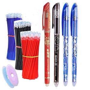 Haile 30 Pcsset Cute Borrable Gel Pen Bolígrafos Rod 05mm Recargas BlueBlack Ink Mango lavable Material de escritura escolar 220714