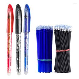Haile 52 pièces/ensemble stylo Gel effaçable recharge stylos à tige 0.5mm bleu noir poignée lavable école écriture papeterie encre