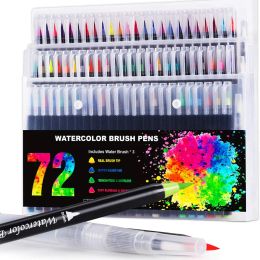 Haile 72Color Watercolor Art Markers Soft Brush Pen Water Kleur Inkt Pen Set voor kalligrafie Kleurplaten Painting Manga Art Seleverie