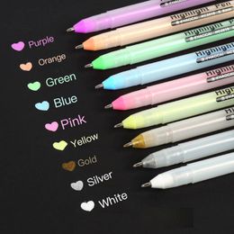 Haile Kawaii White Ink Gel stylo Highlight Marker Pen 0,8 mm Fine Astuce pour la papeterie d'étudiant DIY ART Écriture Drawing School Supplie