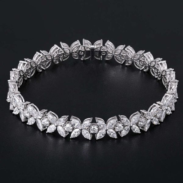 Hailer d Color Marquise Total 9.022ct Vvs Pulsera de oro macizo de 18 quilates con diamantes cultivados en laboratorio para mujer