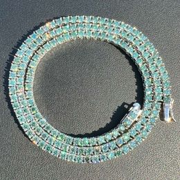 Hailer Jewelry Custom Gra Pass Diamond Tester ketting Ronde VVS 3 mm Sier Blue Green Moissanite Tennis Chain