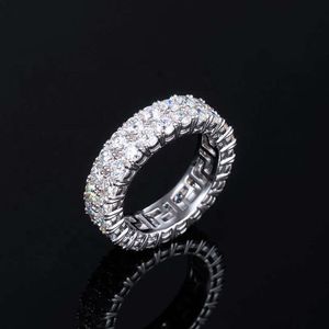 Hailer joyería Venta caliente anillos Moissanite compromiso moda antiguo Hip Hop doble fila anillo