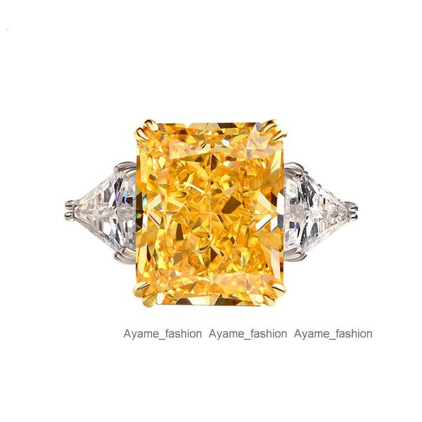 Joyería Hailer, corte radiante, color amarillo vivo, hielo aplastado, circonita cúbica, compromiso, boda, diseños para chicas, anillos de plata para mujeres