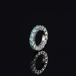 Hailer – bague en argent Sterling S925, bijoux en diamant Moissanite de laboratoire bleu vert éternité de 4mm pour femmes/hommes