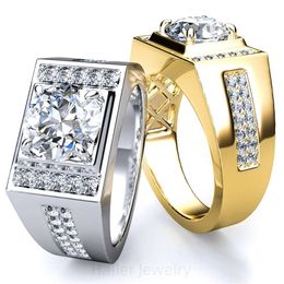 Hailer Joyas 2Ct pierres précieuses 10K 14K mariage hommes bagues en or pour Vintage, Moissanite bague hommes