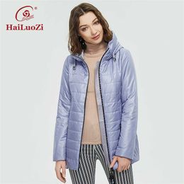 Hailuozi abrigo de primavera mujeres chaqueta grande tamaño corto parkas ocasional con capucha de alta calidad de alta calidad delgada algodón moda 838 211008