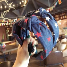 Haimeikang mignon étoiles Denim cheveux cerceau bandeau bandeau pour femmes filles croix noeud bandeau accessoires 2018 New246l