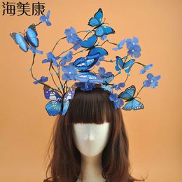 Haimeikang vrouwen overdreven vlinder haar hoepel dame creatieve hoofdband diy takken tiara catwalk podium prestatie pography 231221