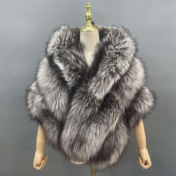 Haining 2023 Otoño/Invierno abrigo elegante de piel para mujer chal grande pelo de zorro esponjoso cariño 264066