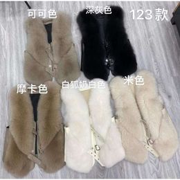 Haining 2023 mode plein renard cheveux gilet mince épaule manteau de fourrure en cuir véritable court vêtements pour femmes 493801